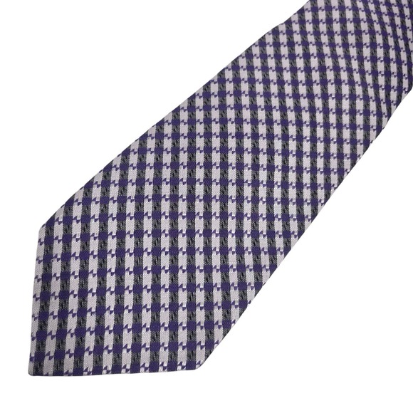 Tom Ford Mens Tie Lilac Purple Checkered Striped Silk Linen 3 7/8" (W) x 60" (L) - Picture 4 of 7